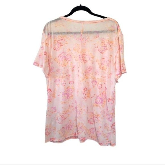 Free People Tourist Printed T-Shirt Blush Pink Orange Size Large Boho - Picture 3 of 7